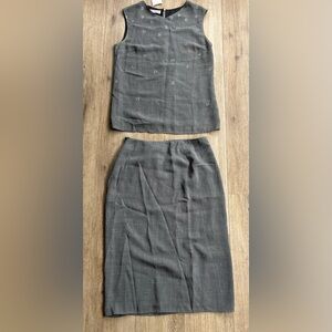 Valentino Gray Sleeveless Blouse & Skirt Set size 42